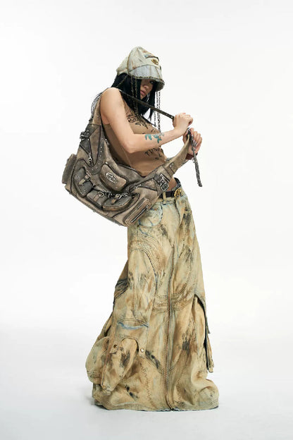 Punk Multi Pocket Biker Shoulder Bag - Wolvess