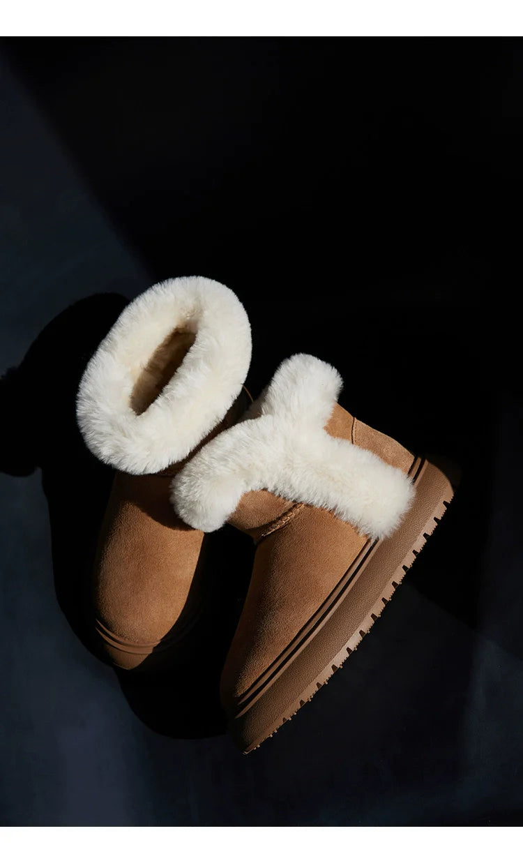 Fuzzy Shearling Ankle Winter Boot - Wolvess