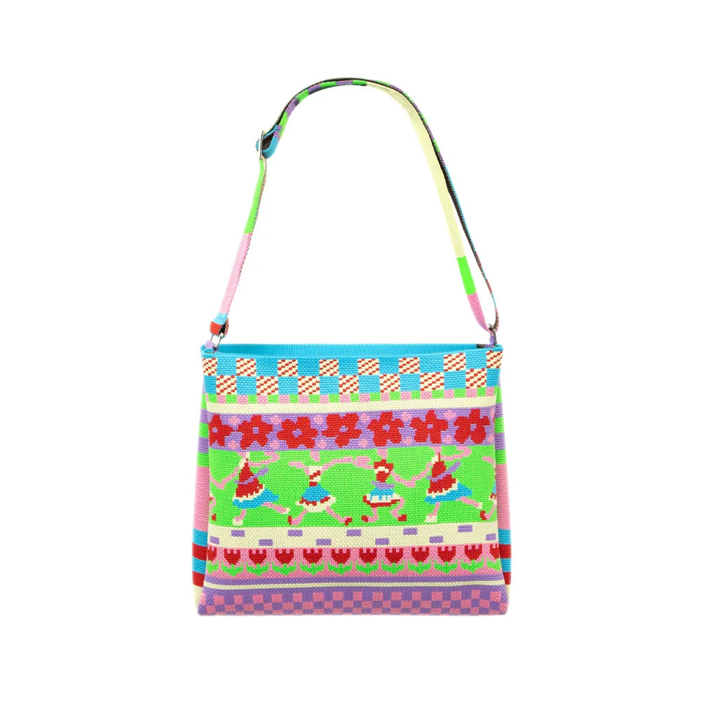Rainbow Knit Pattern Shoulder Bag - Wolvess