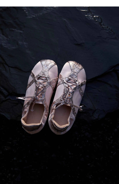 Metallic Lace-Up Sneakers with Shiny Trim