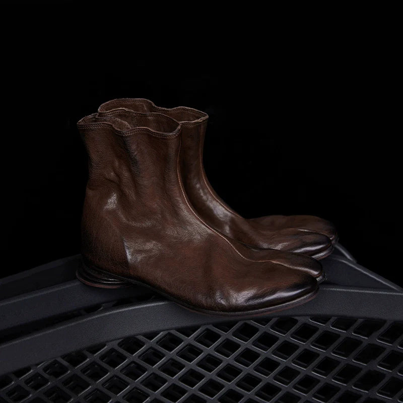 Black Leather Tabi Boots - Wolvess