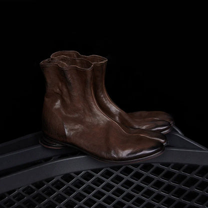 Black Leather Tabi Boots - Wolvess