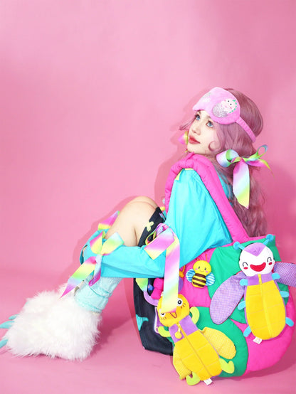 Kawaii Bug Plushie Colorblock Bag - Wolvess