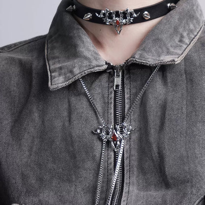 Spiked Gothic Skull Jewelry Set - Wolvess