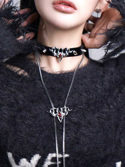 Spiked Gothic Skull Jewelry Set - Wolvess