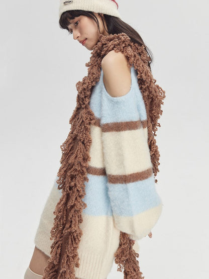 Fringe-Trimmed Wrap Scarf - Wolvess