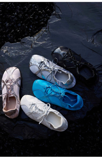 Metallic Lace-Up Sneakers with Shiny Trim