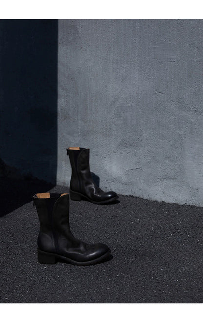 Leather Mid-Calf Boots - Wolvess