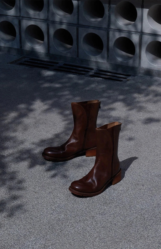 Leather Mid-Calf Boots - Wolvess