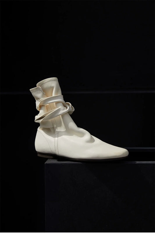 Pointed Toe Buckle Ankle Boots - Wolvess