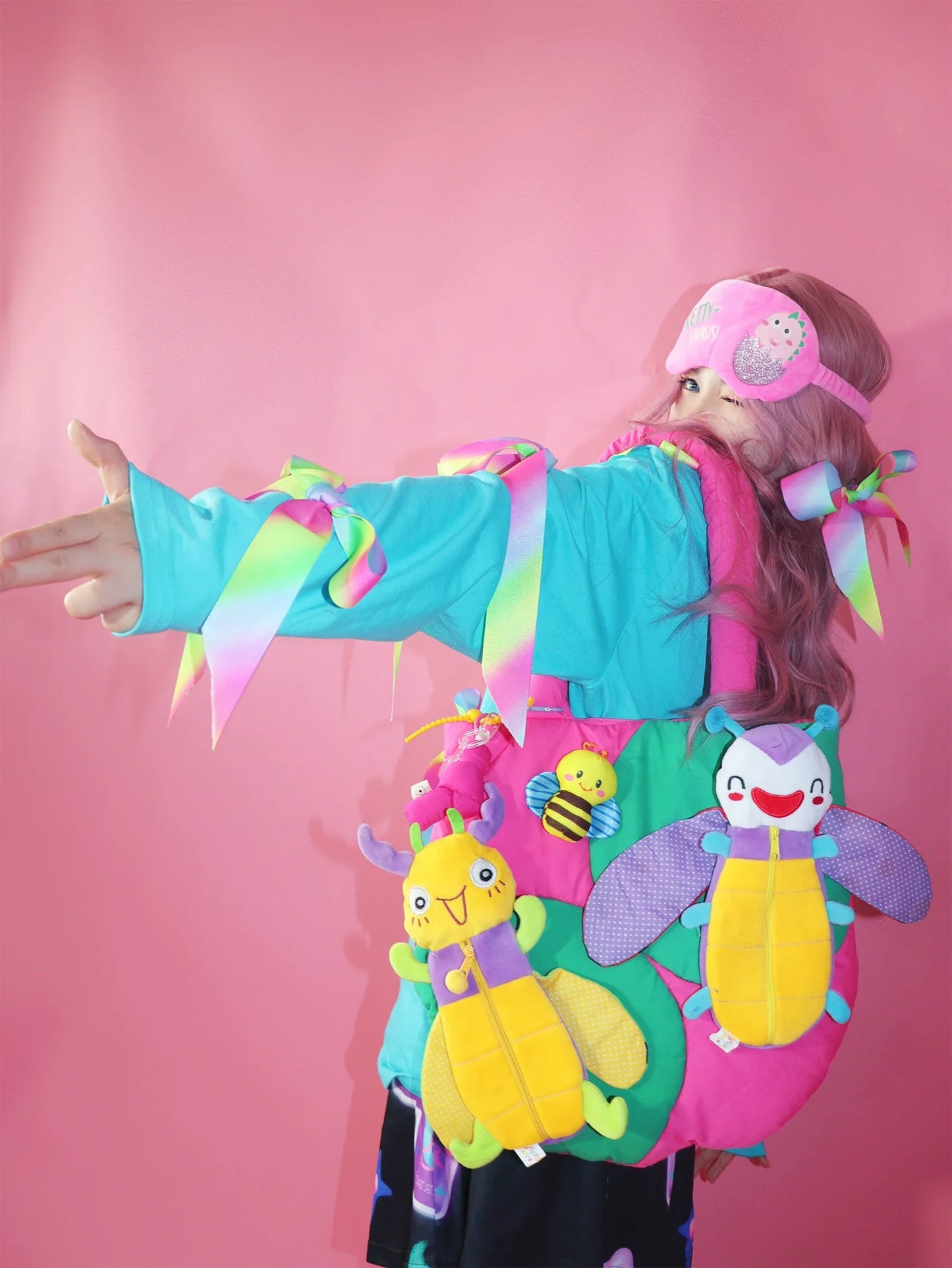 Kawaii Bug Plushie Colorblock Bag - Wolvess