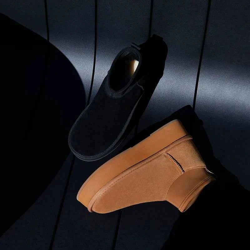 Suede Slip-On Ankle Boots With A Thick Sole