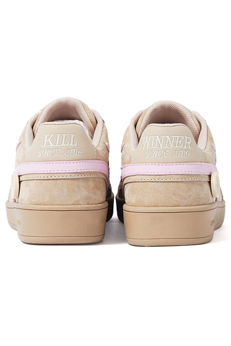 Beige Pink Suede Low-Top Sport Sneakers - Wolvess