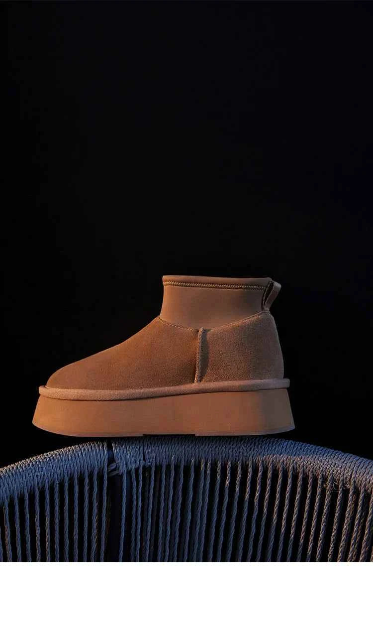 Suede Slip-On Ankle Boots With A Thick Sole