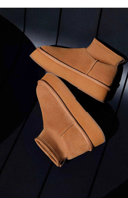 Suede Slip-On Ankle Boots With A Thick Sole