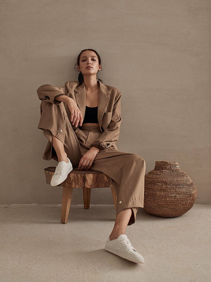 White Low-Top Lace-Up Sneakers - Wolvess