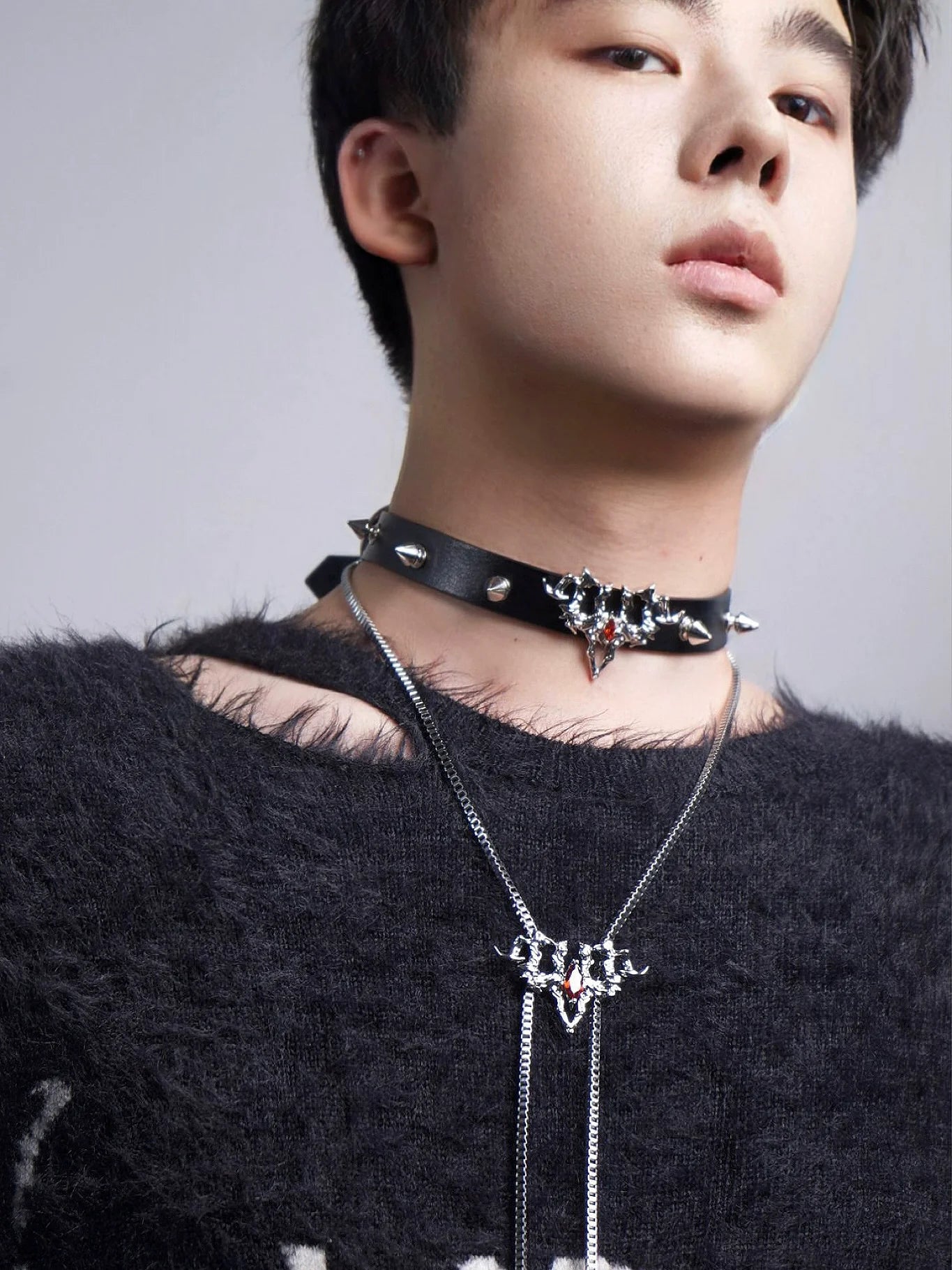 Spiked Gothic Skull Jewelry Set - Wolvess