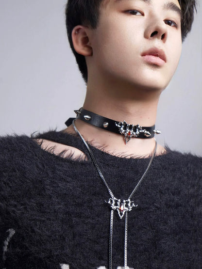 Spiked Gothic Skull Jewelry Set - Wolvess