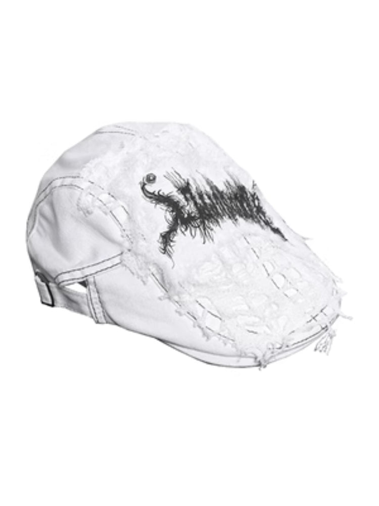 Graffiti Distressed Beret Cap - Wolvess