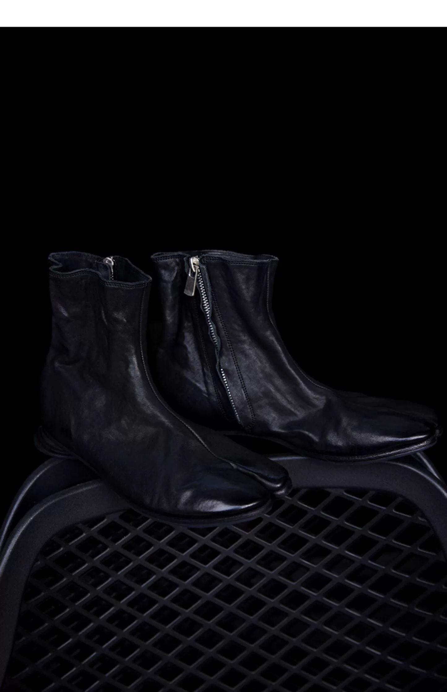 Black Leather Tabi Boots - Wolvess
