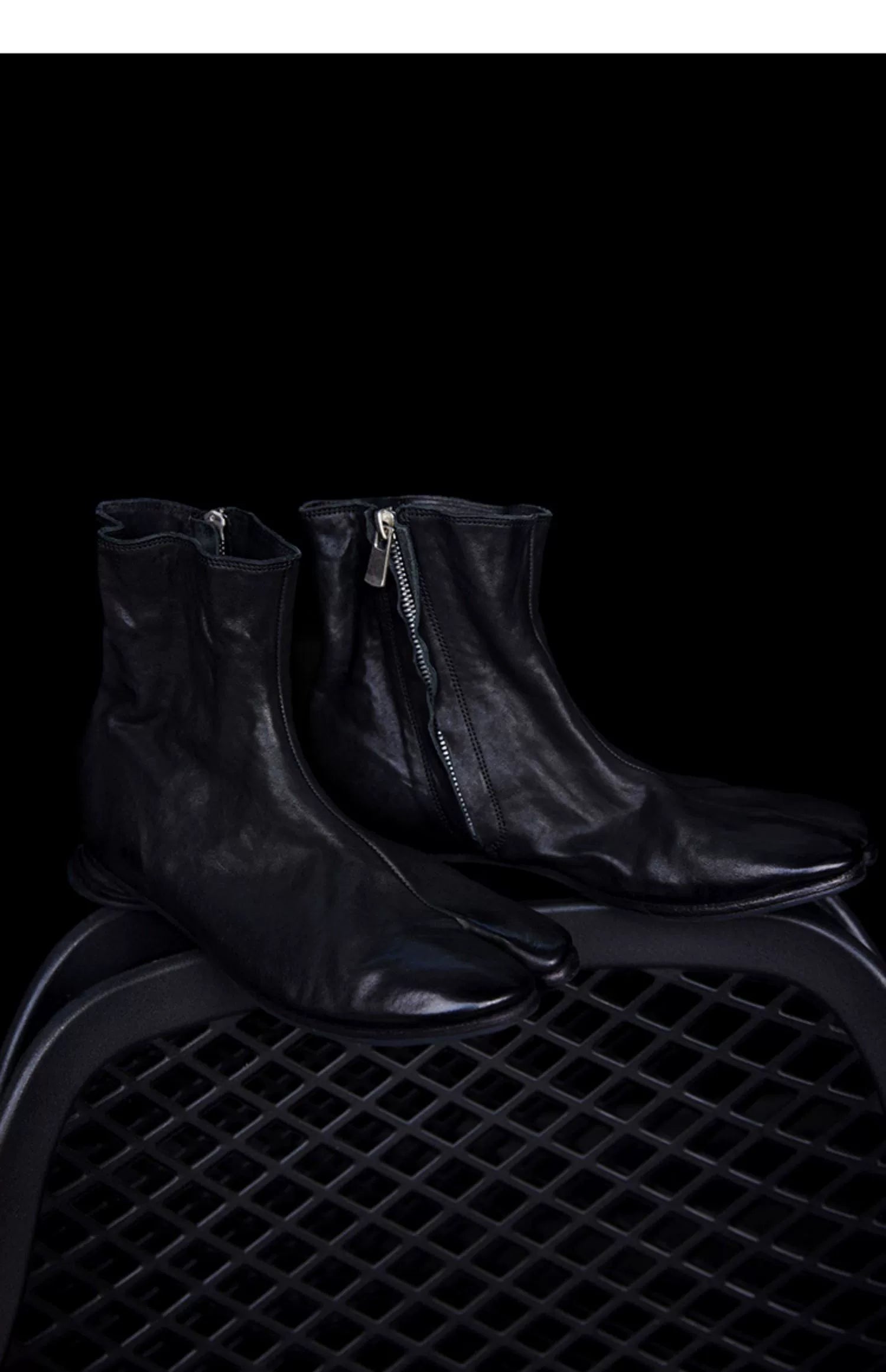Black Leather Tabi Boots - Wolvess