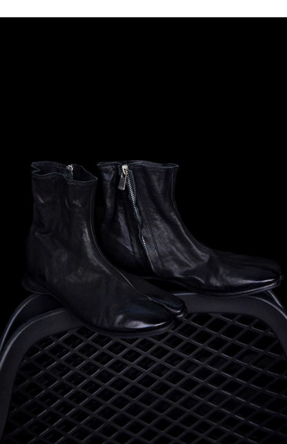 Black Leather Tabi Boots - Wolvess