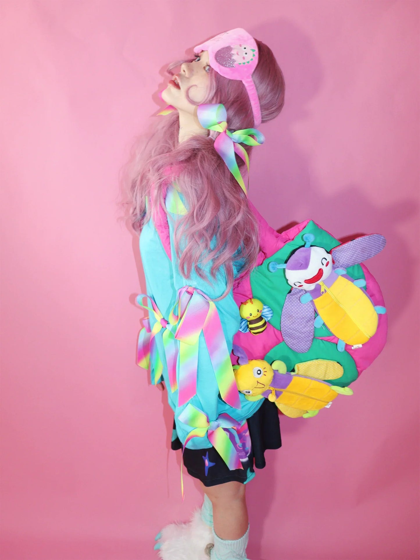 Kawaii Bug Plushie Colorblock Bag - Wolvess
