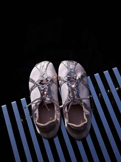 Metallic Lace-Up Sneakers with Shiny Trim