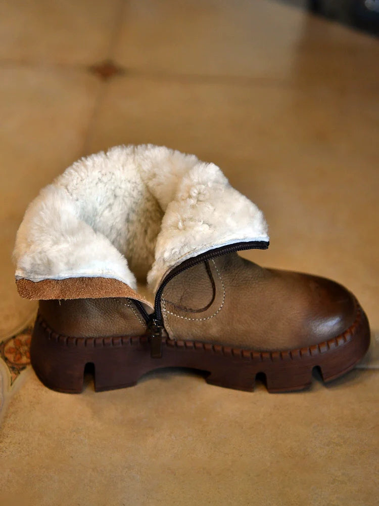 Fur Lined Brown Winter Boots - Wolvess