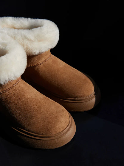 Fuzzy Shearling Ankle Winter Boot - Wolvess