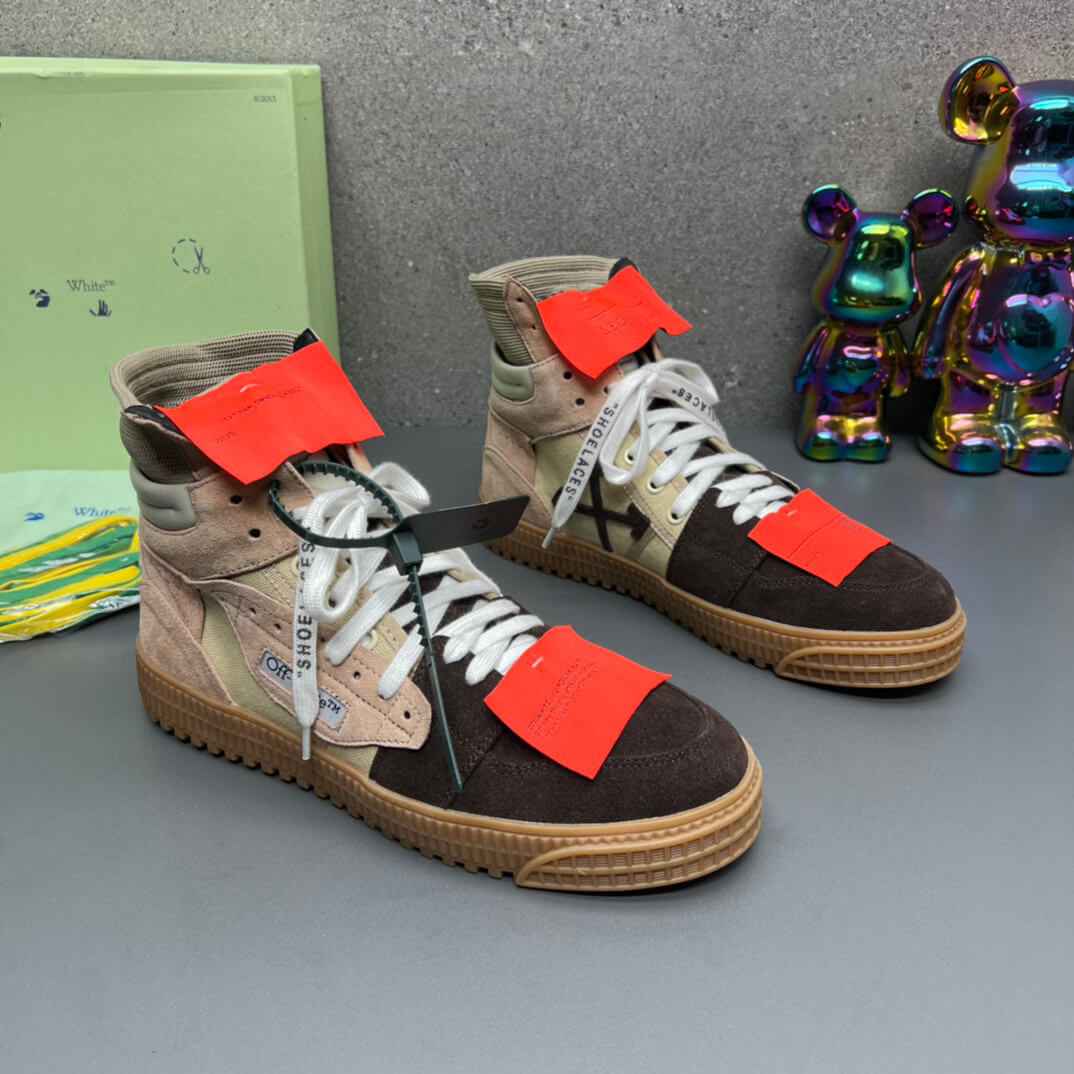 Off-White Off-Court 3.0  Suede Canvas Beige Dark High-Top Sneaker