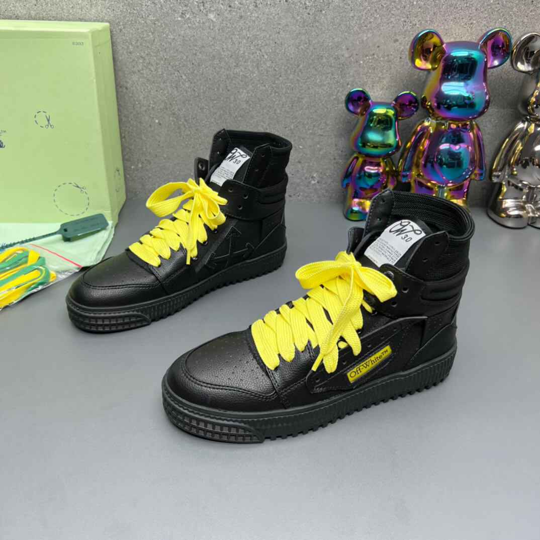 Off-White 3.0 Off Court Black Yellow High-Top Sneakers