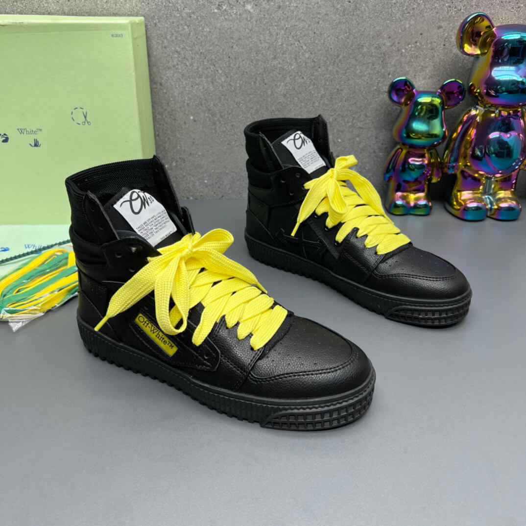 Off-White 3.0 Off Court Black Yellow High-Top Sneakers