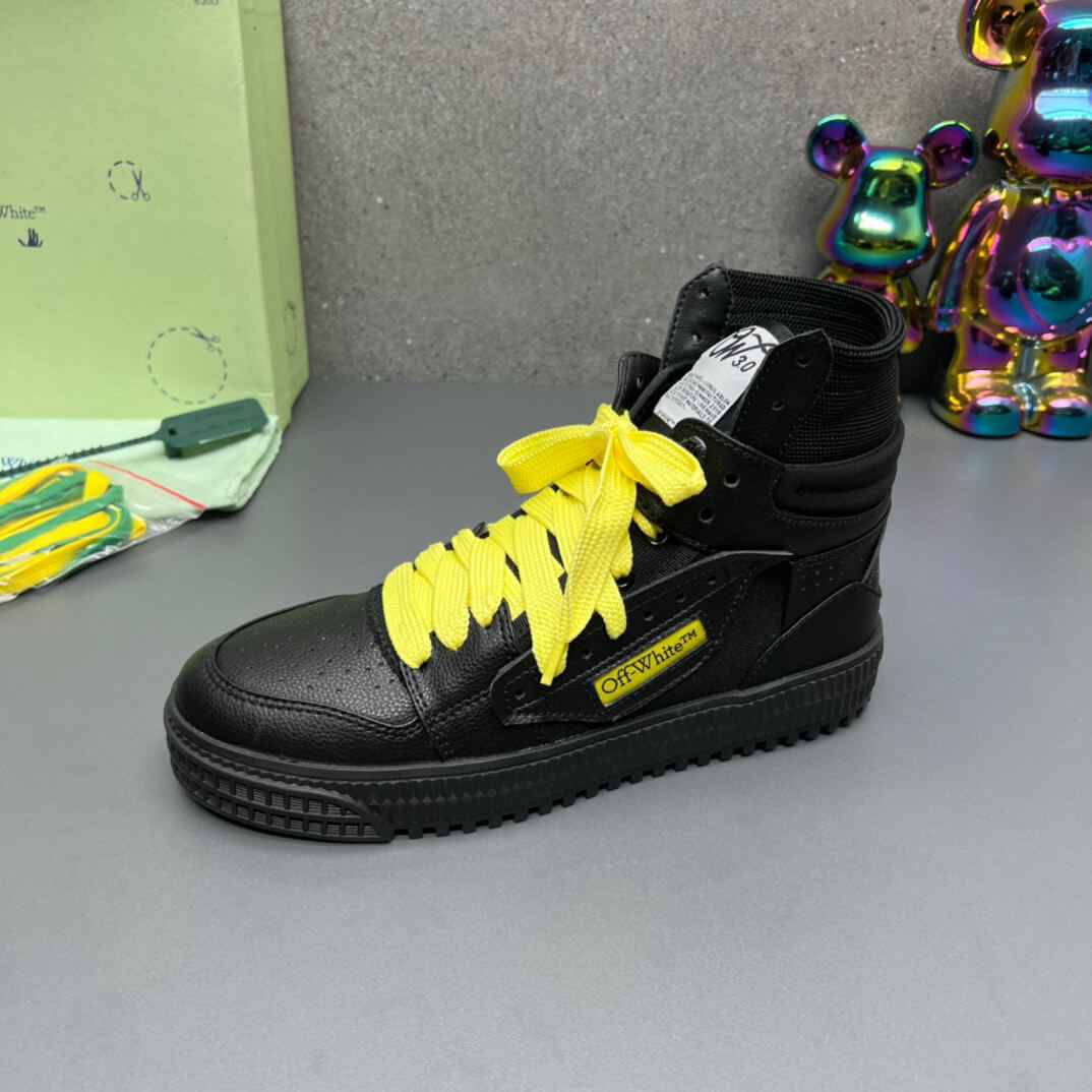 Off-White 3.0 Off Court Black Yellow High-Top Sneakers
