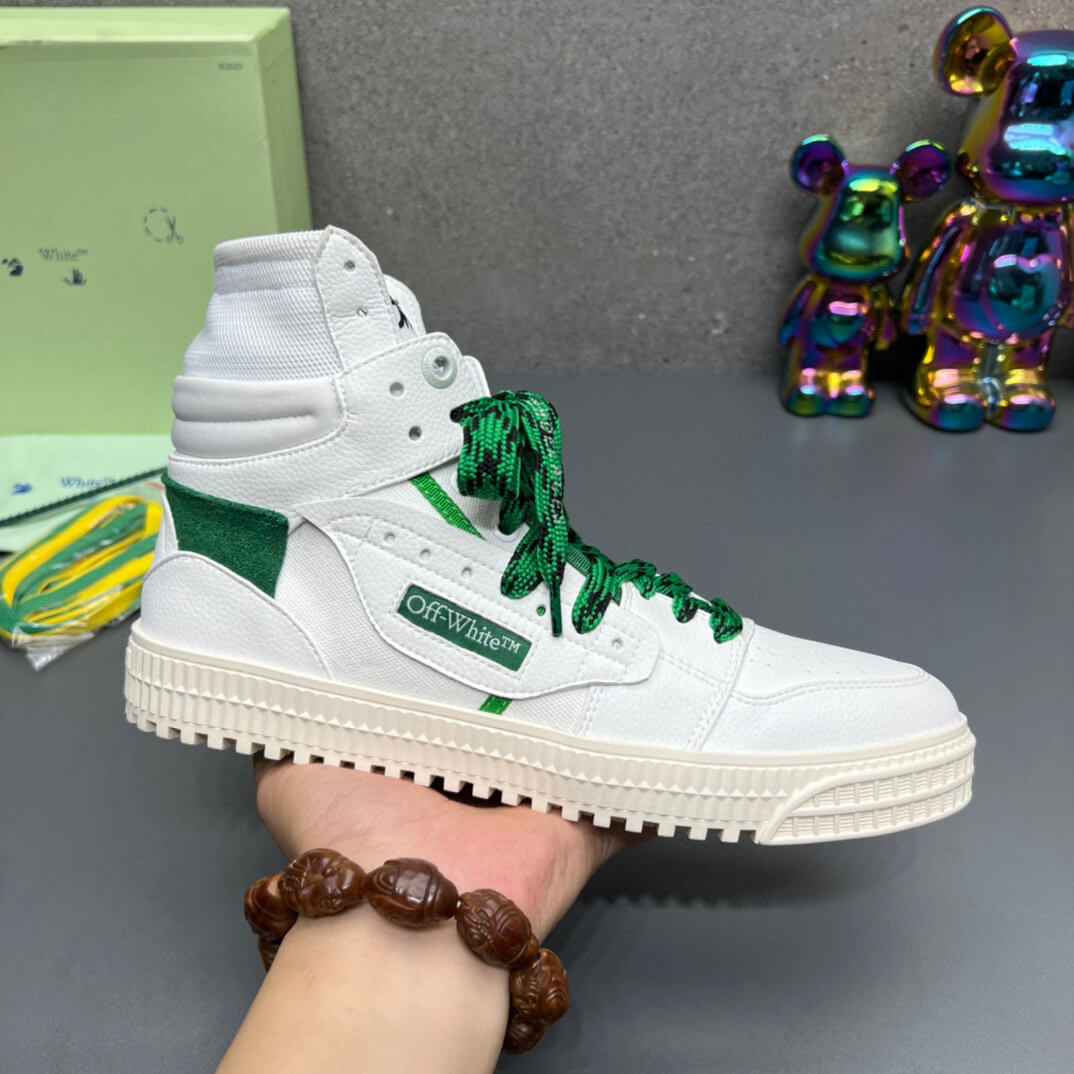 Off-White 3.0 Off Court  White Green High-Top Sneakers