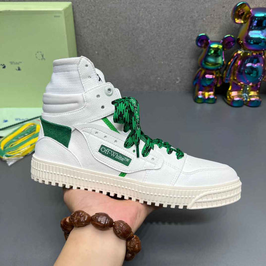 Off-White 3.0 Off Court  White Green High-Top Sneakers
