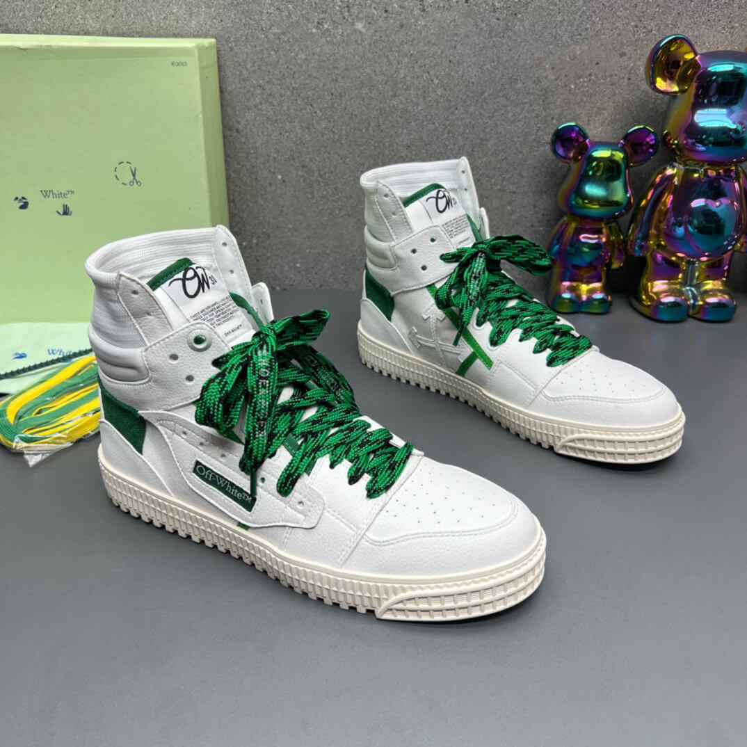 Off-White 3.0 Off Court  White Green High-Top Sneakers