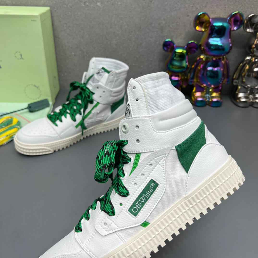 Off-White 3.0 Off Court  White Green High-Top Sneakers