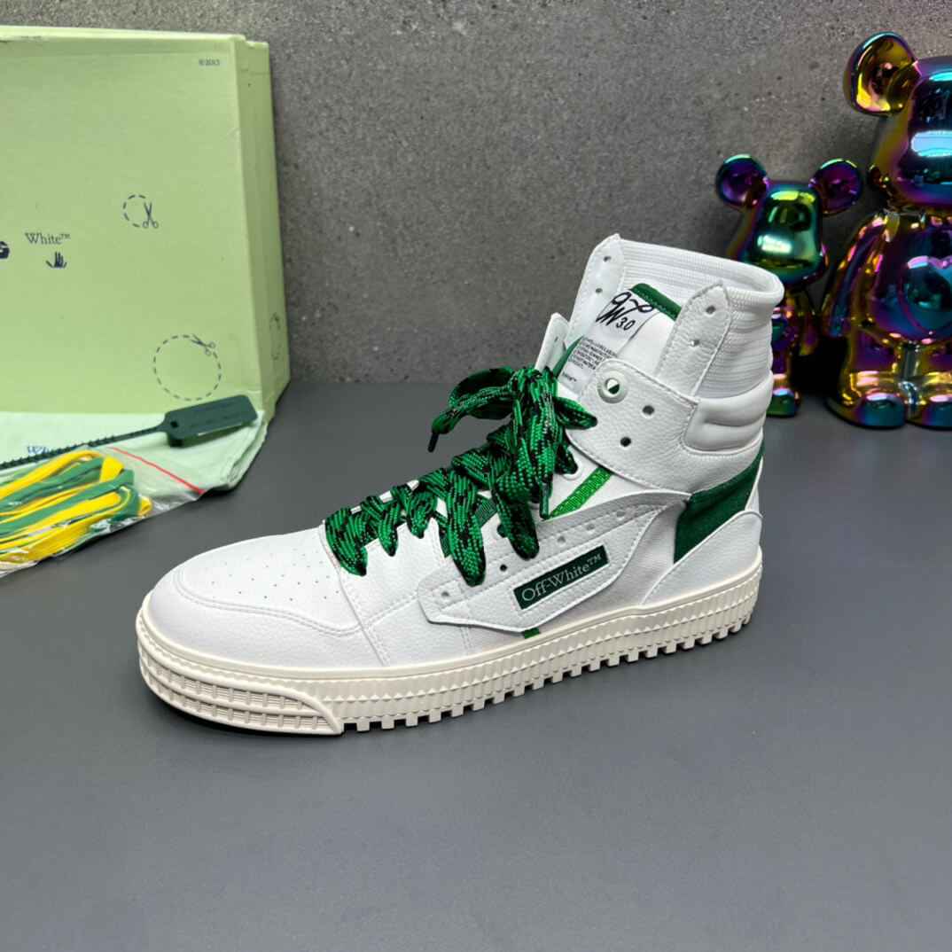 Off-White 3.0 Off Court  White Green High-Top Sneakers