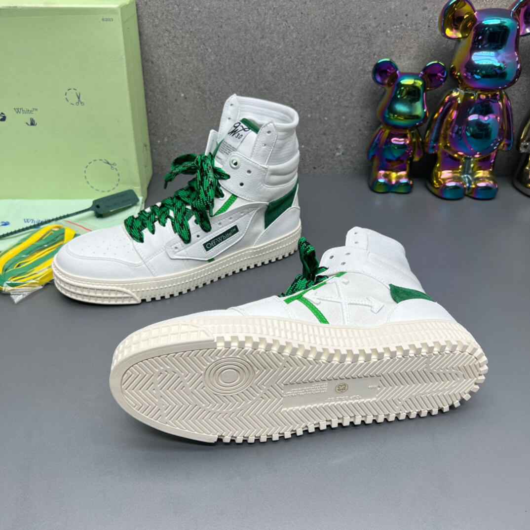 Off-White 3.0 Off Court  White Green High-Top Sneakers