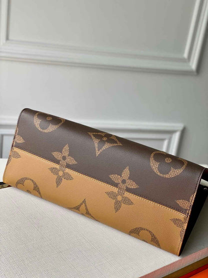 ONTHEGO GM TOTE BAG M45320 BROWN RED MONOGRAM REVERSE TORON