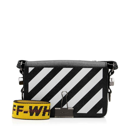Off-White Leather Diag Mini Flap Bag