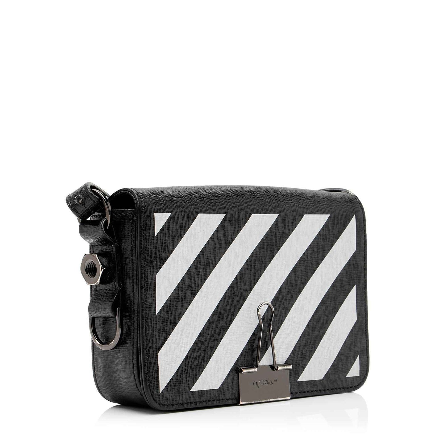 Off-White Leather Diag Mini Flap Bag