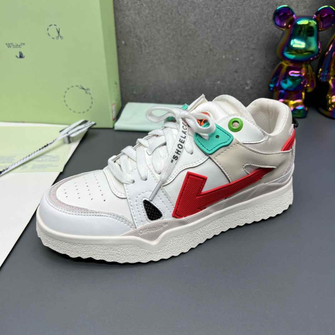 Off-White 'White Red' Sponge Mid-Top Sneaker