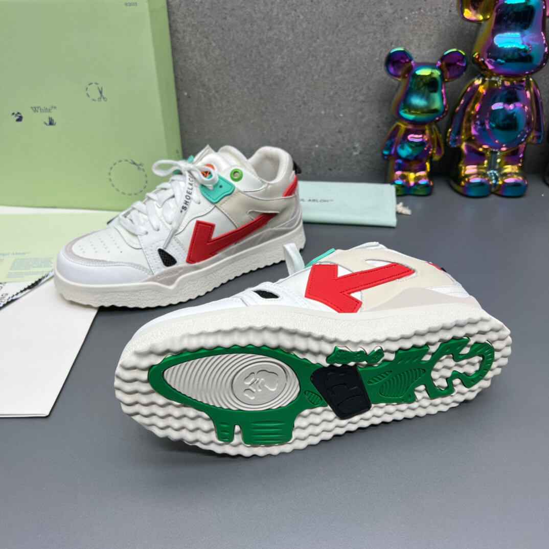 Off-White 'White Red' Sponge Mid-Top Sneaker