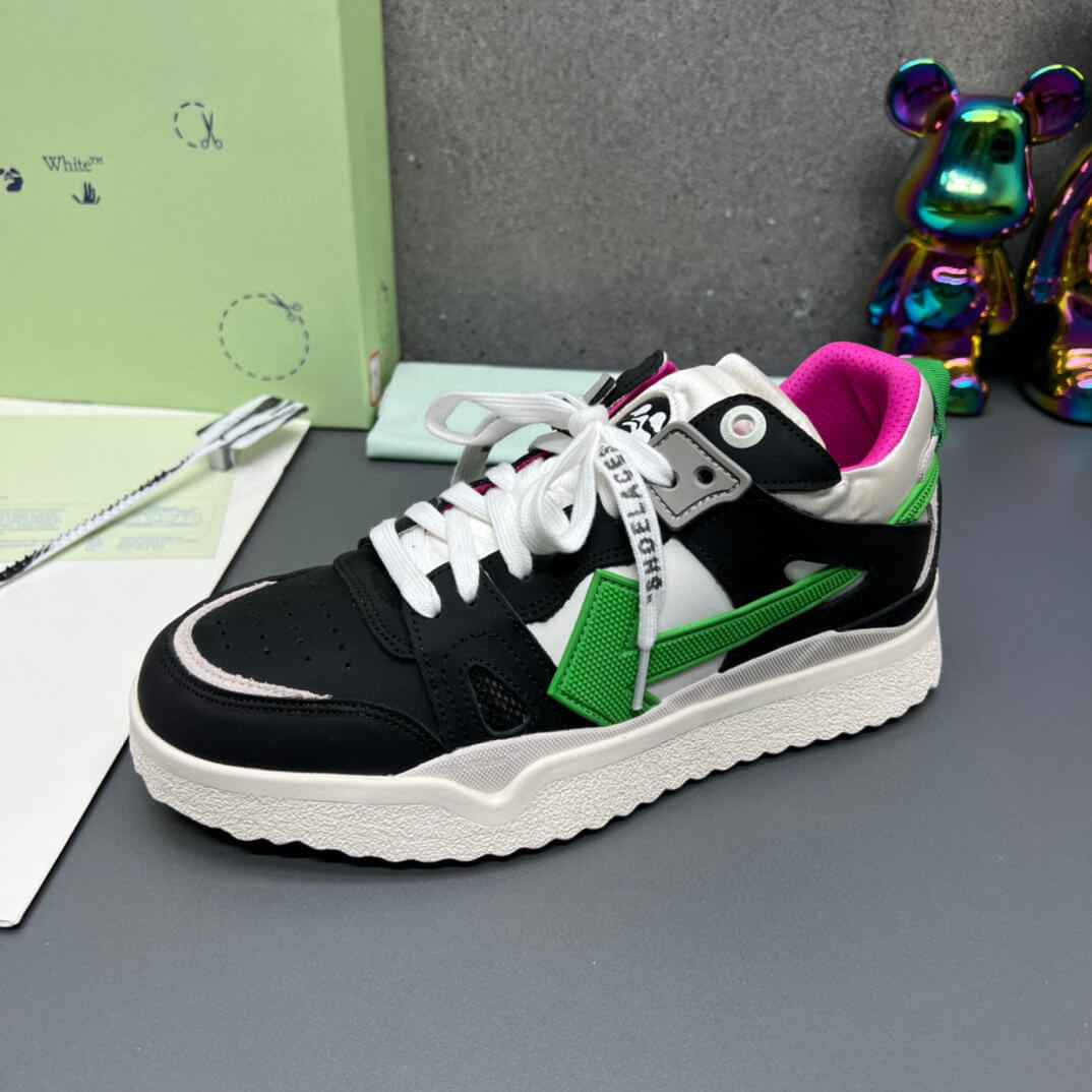 Off-White 'Black White Green' Sponge Mid Top Sneaker