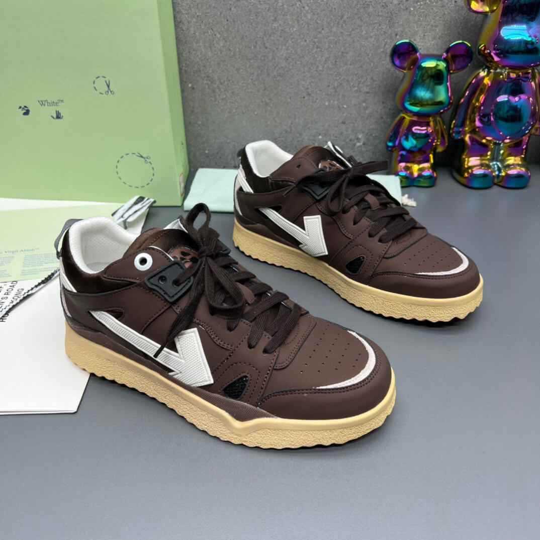 Off-White Brown Beige Sponge Mid Top Sneaker