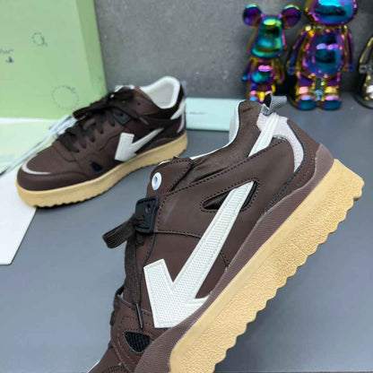 Off-White Brown Beige Sponge Mid Top Sneaker