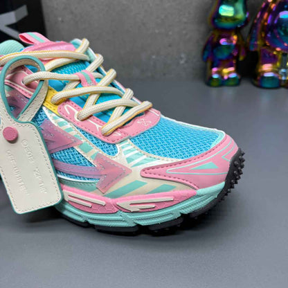 Off-White Light Pink & Turquoise Blue Be Right Back Sneakers