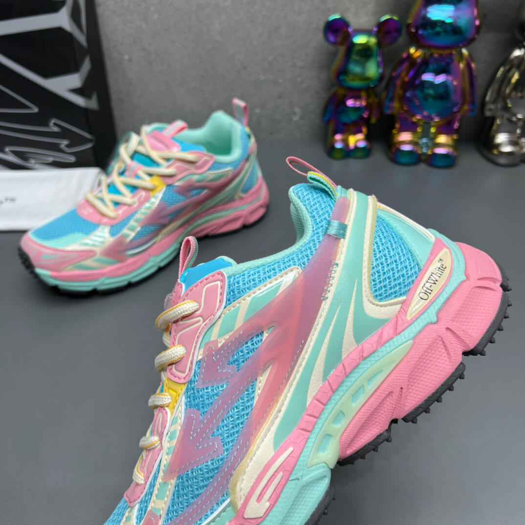 Off-White Light Pink & Turquoise Blue Be Right Back Sneakers